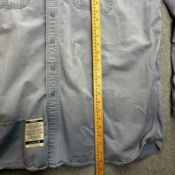 Carhartt FR Flame Resistant Button Up Work Shirt 3XL Blue Long Sleeve - Picture 7 of 10